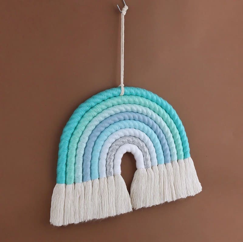 Arc en ciel macramé bleu