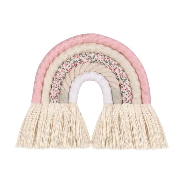 Arc en ciel mural tissu macramé