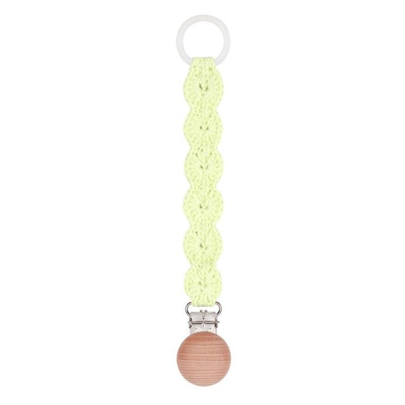 attache tétine ronde macramé vert