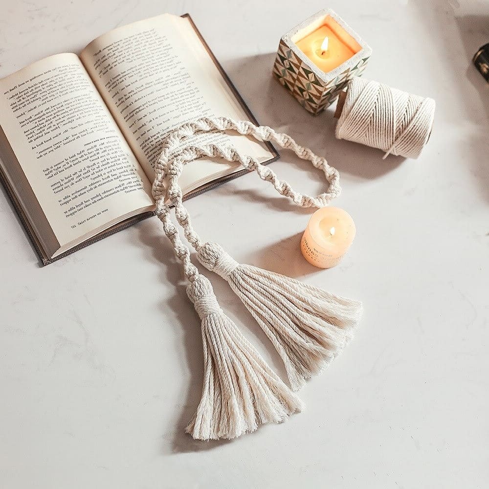 Attache rideau en corde macramé