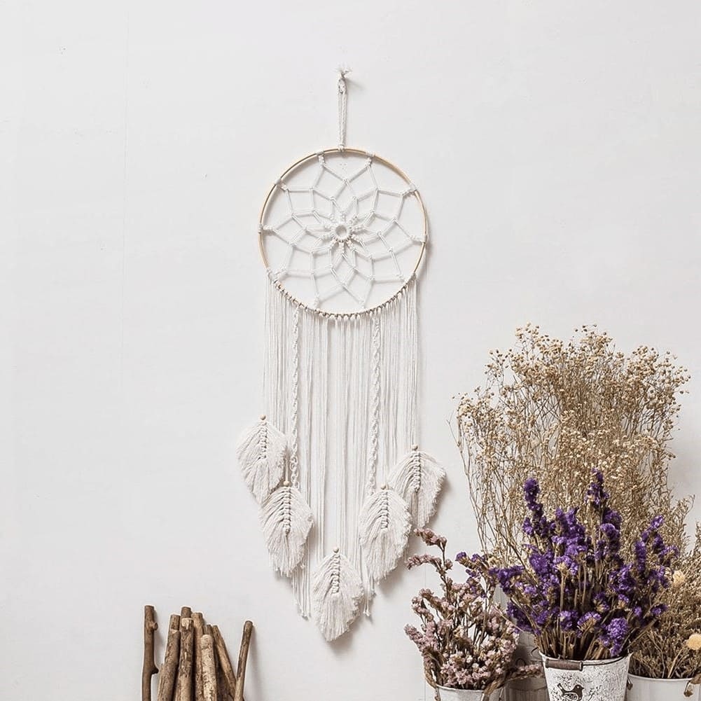 Attrape reve plume macrame
