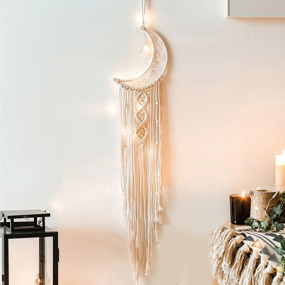 Attrape-rêves Noir En Macramé - Décoration Murale Bohème Faite Main, Environ 80 Cm, Pour Chambre Ou Salon - 12