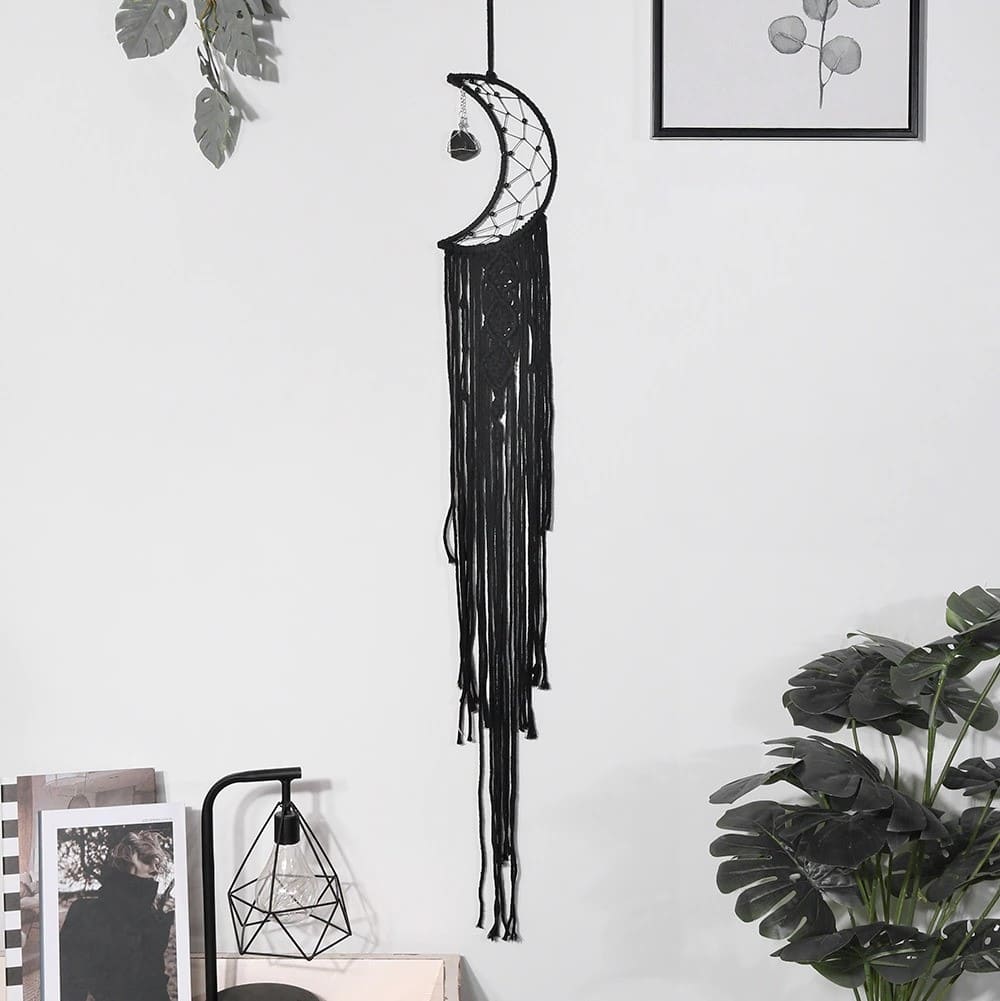 Attrape reve noir macramé