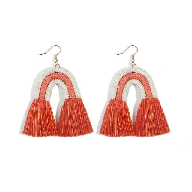 Boucle d&#39;oreille arc en ciel macramé