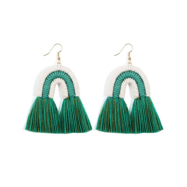 Boucle d&#39;oreille arc en ciel macramé