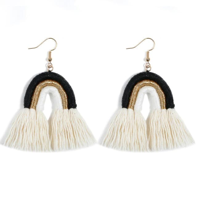 Boucle d&#39;oreille arc en ciel macramé