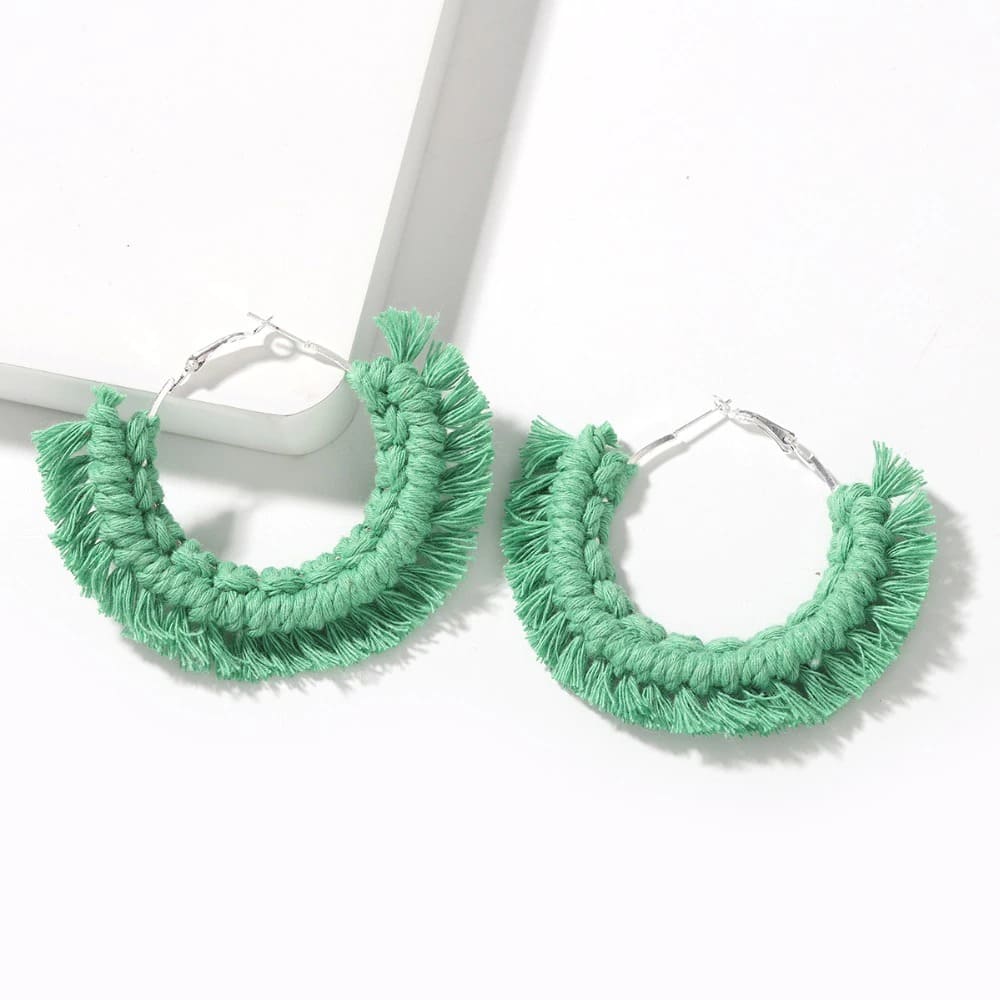 Boucle d&#39;oreille bohème macramé vert
