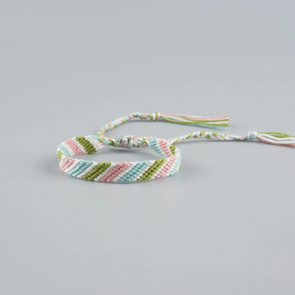 Bracelet cheville macramé pastel
