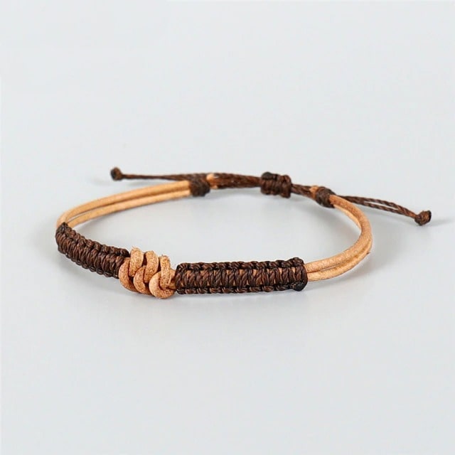 Bracelet macramé cuir marron