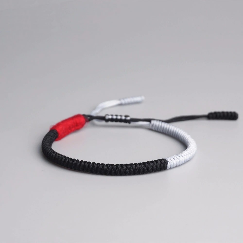 Bracelet tibétain macramé rouge