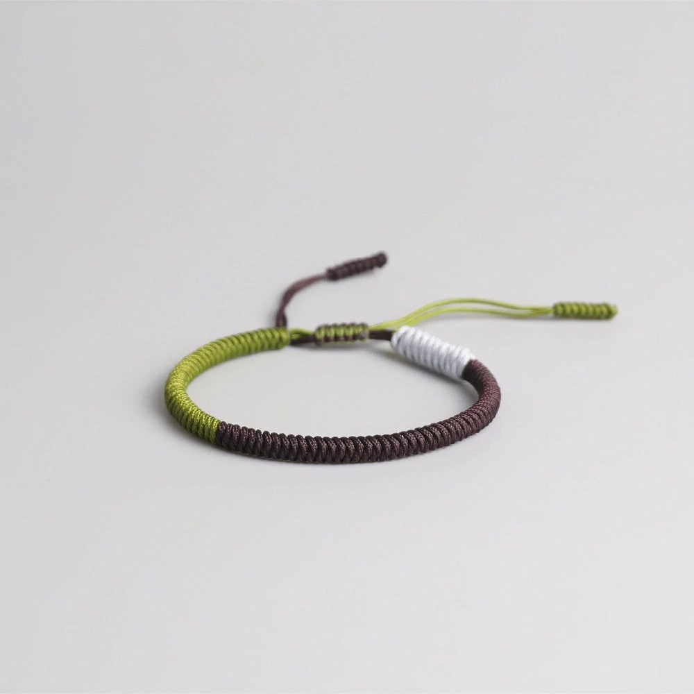 Bracelet tibétain macramé vert