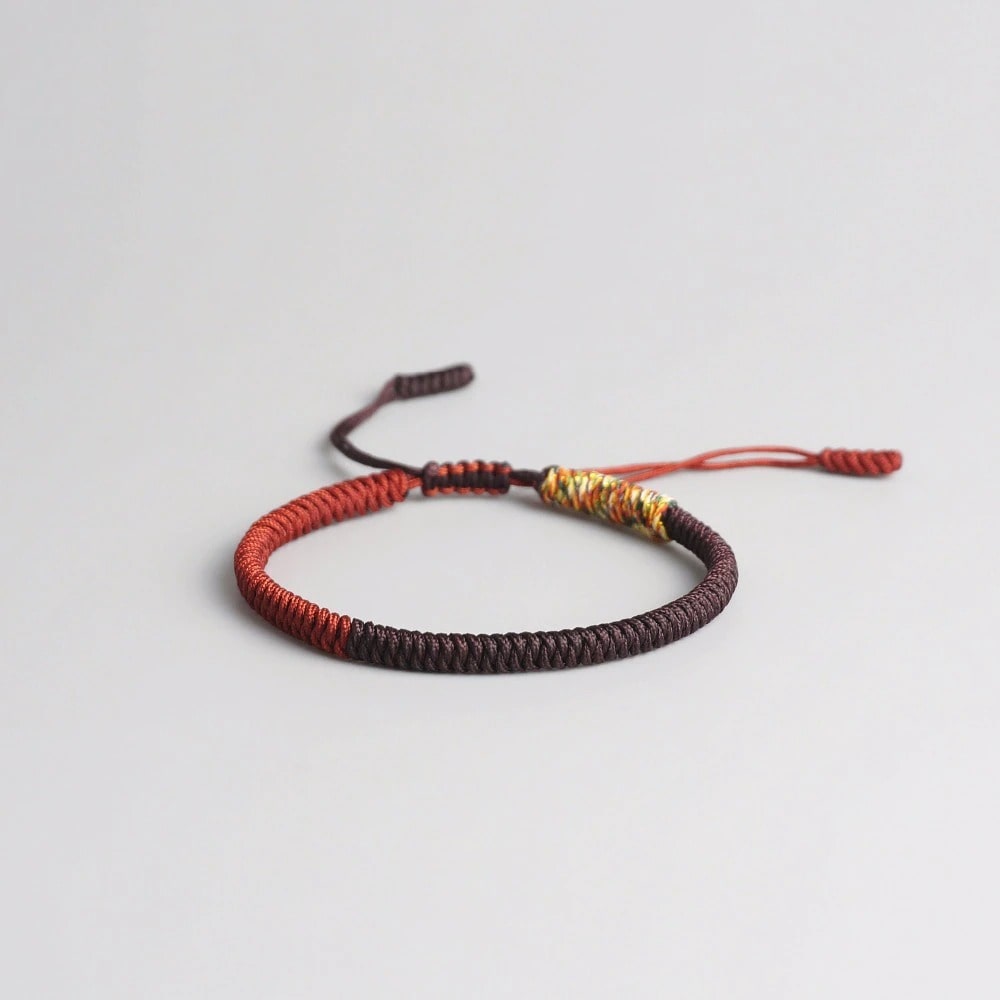 Bracelet tibétain macramé ocre