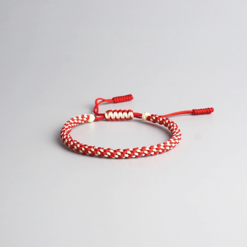 Bracelet tressé macramé rouge