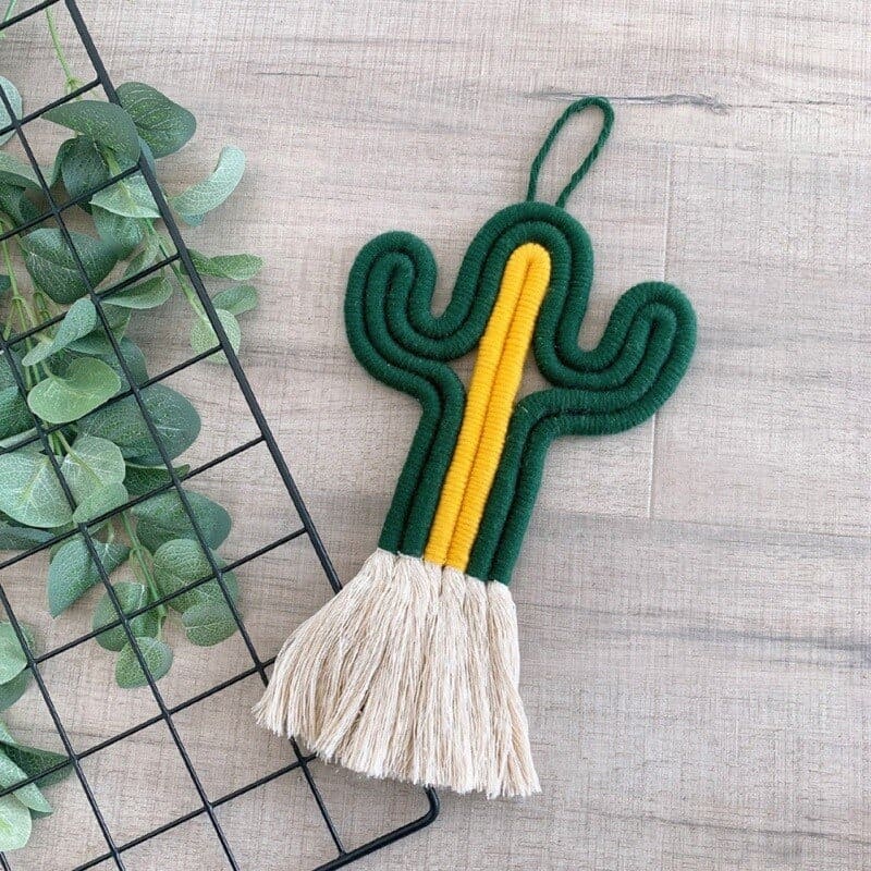 Cactus macramé vert
