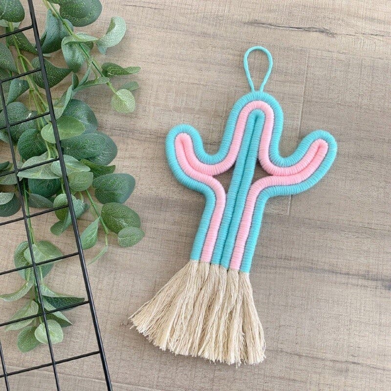 Cactus macramé vert