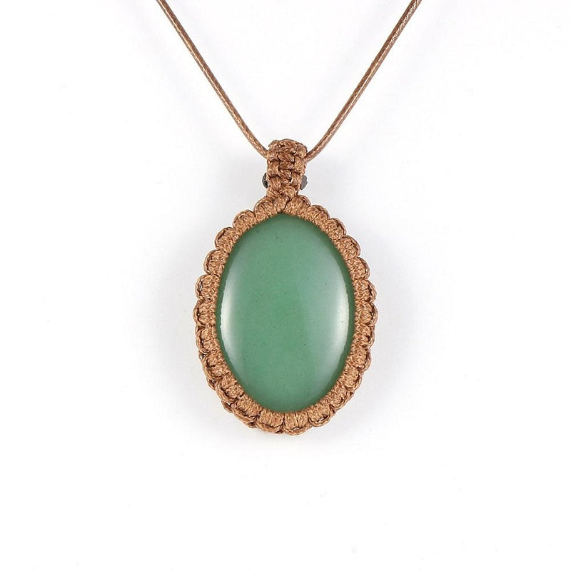 Collier macramé pierre vert