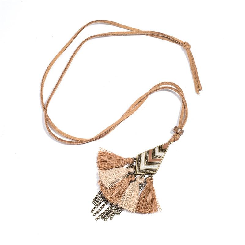 Collier style macramé beige camel