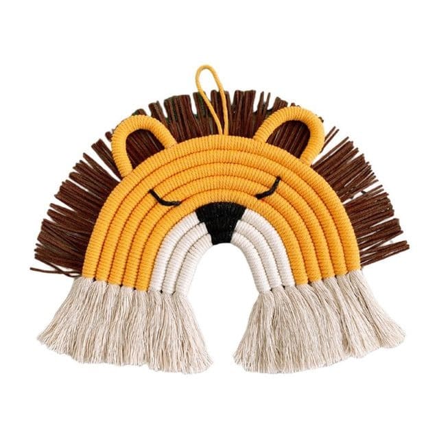 Déco bébé arc en ciel macramé lion