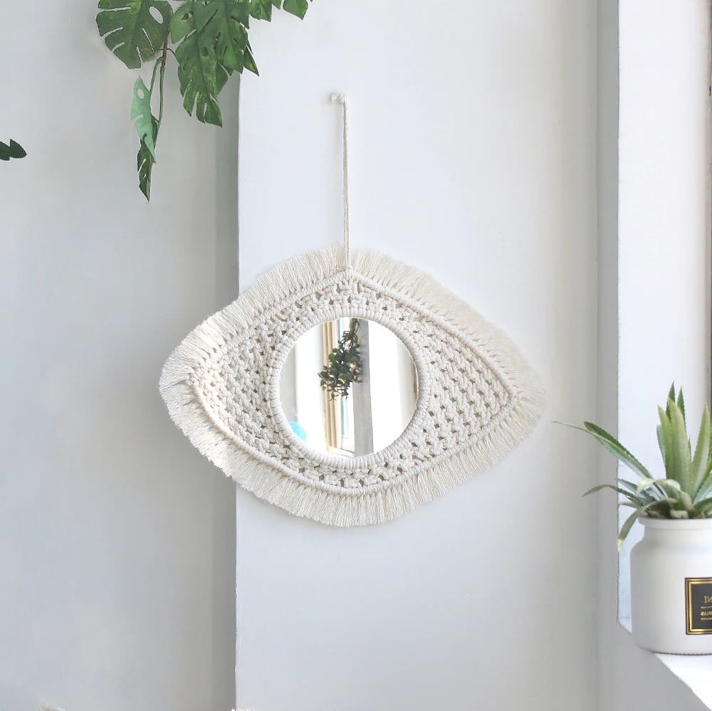 Déco miroir mural macramé