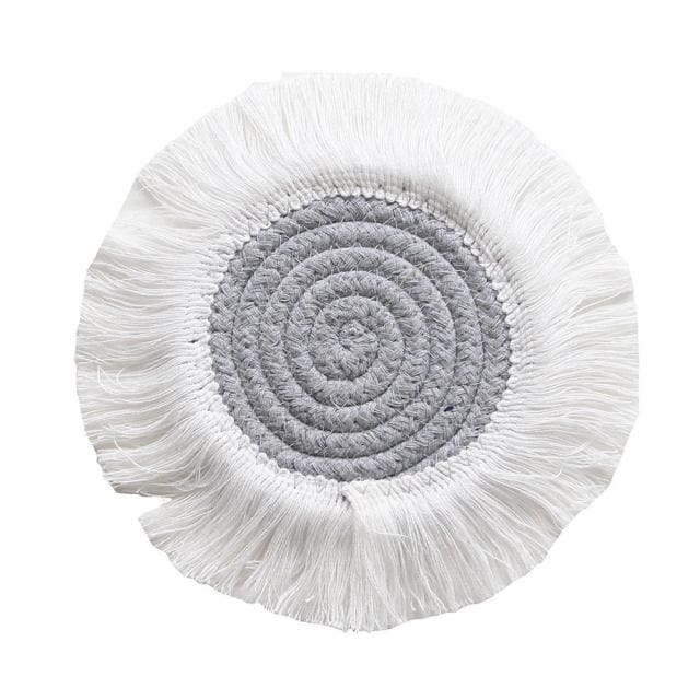 Dessous de verre bohème macramé blanc et gris