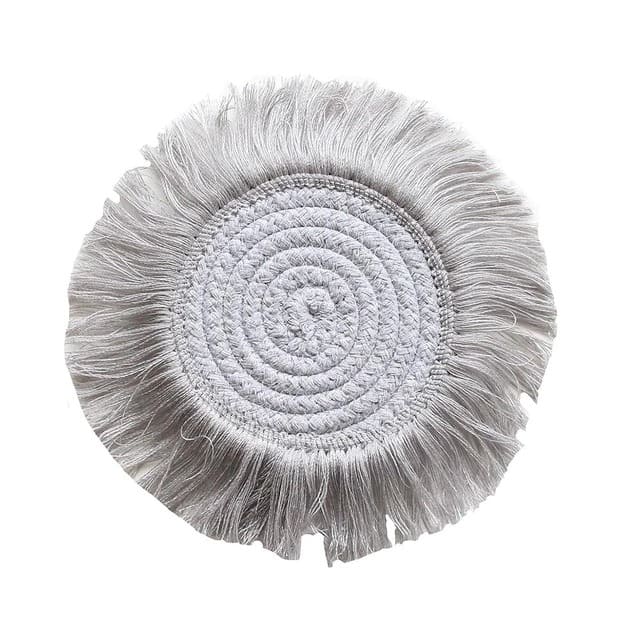 Dessous de verre bohème macramé gris