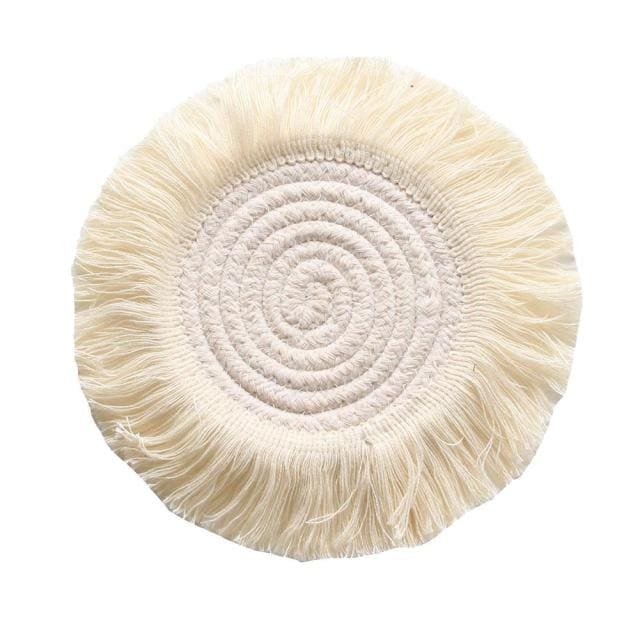 Dessous de verre bohème macramé beige écru