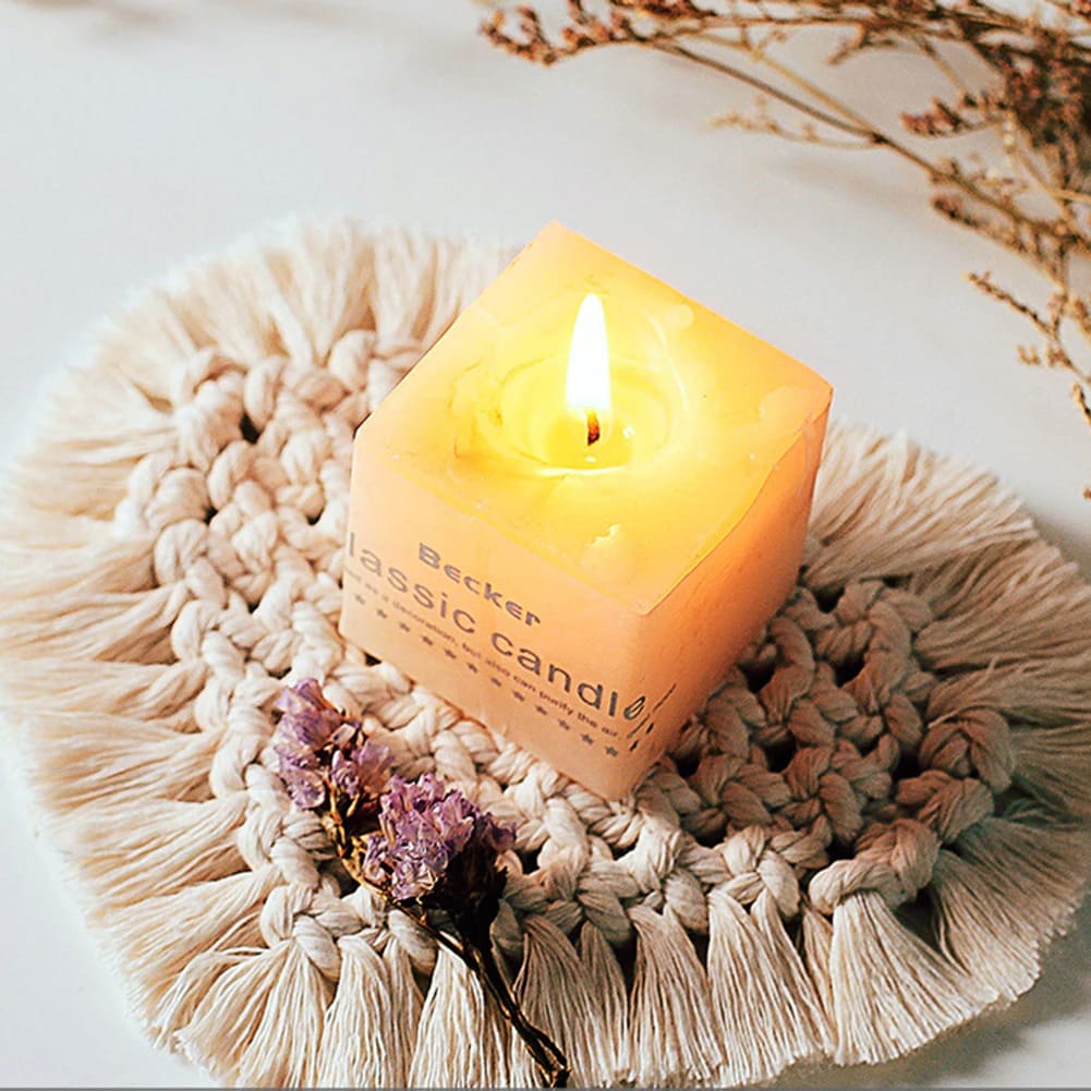 Dessous de verre cœur macramé