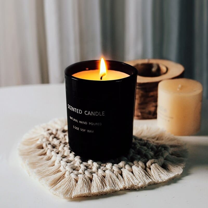 Dessous de verre cœur macramé bougie