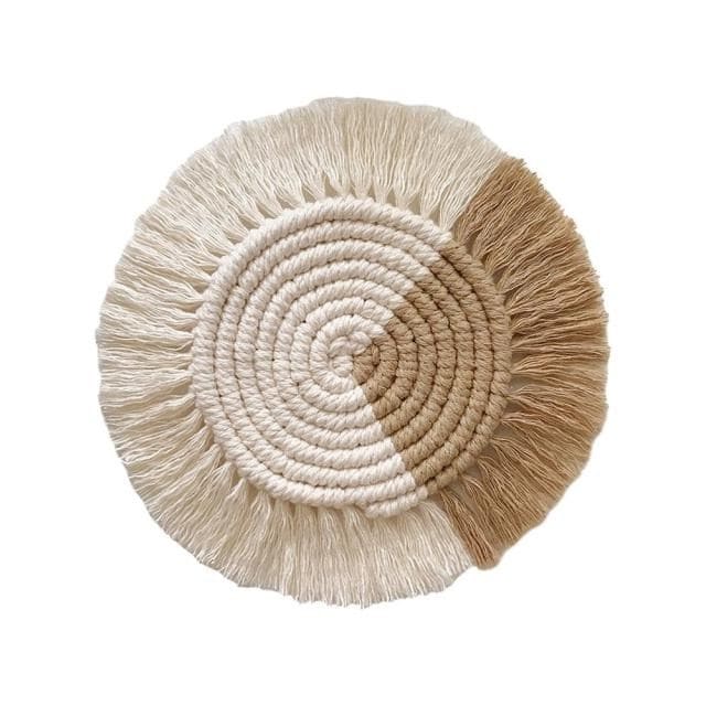 Dessous de verre bicolore en macramé marron