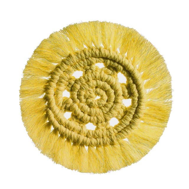 Dessous de verre macramé couleur jaune