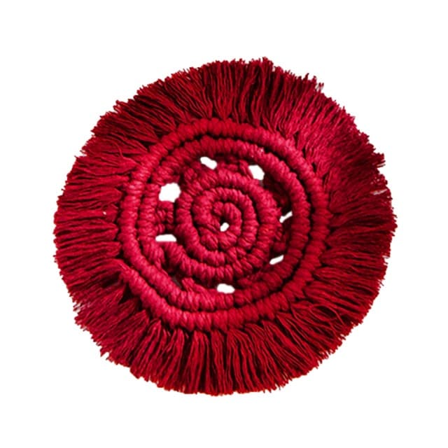 Dessous de verre macramé couleur rouge