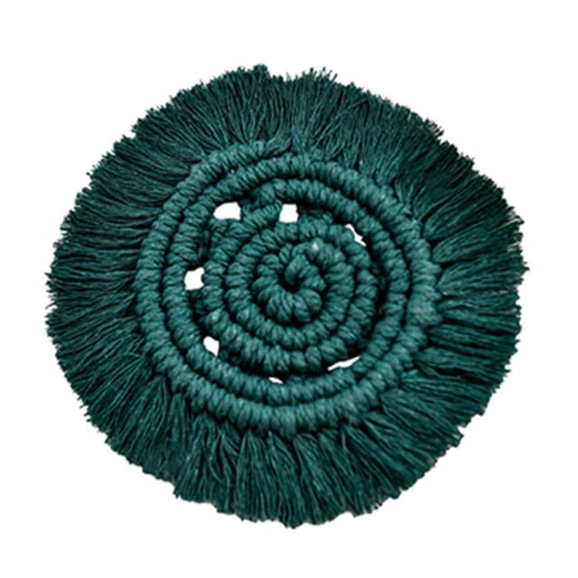 Dessous de verre macramé couleur bleu canard