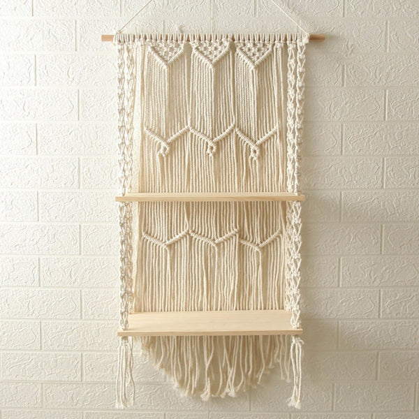 Étagère Murale Macramé Boho pour Plantes Étagère Murale Macramé Boho pour Plantes