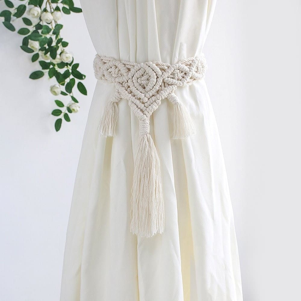 Embrasse rideau en coton macramé