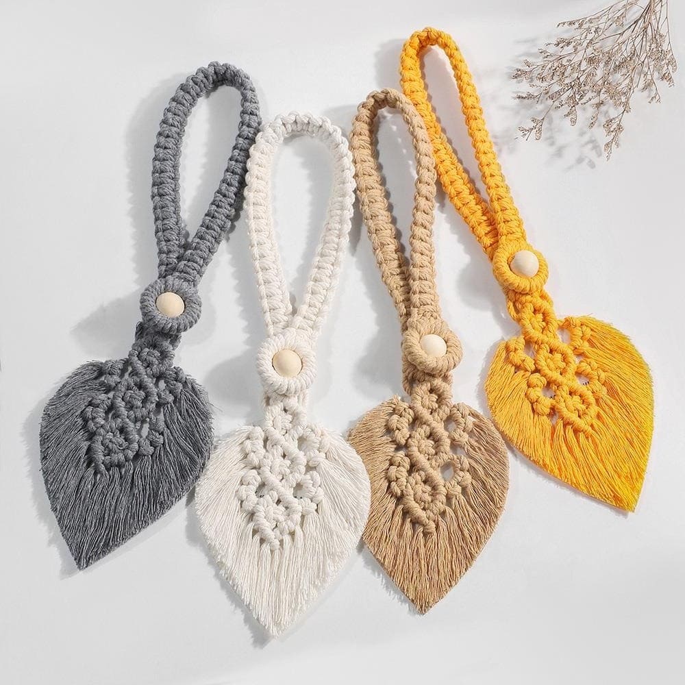 Embrasses à rideaux feuille macramé