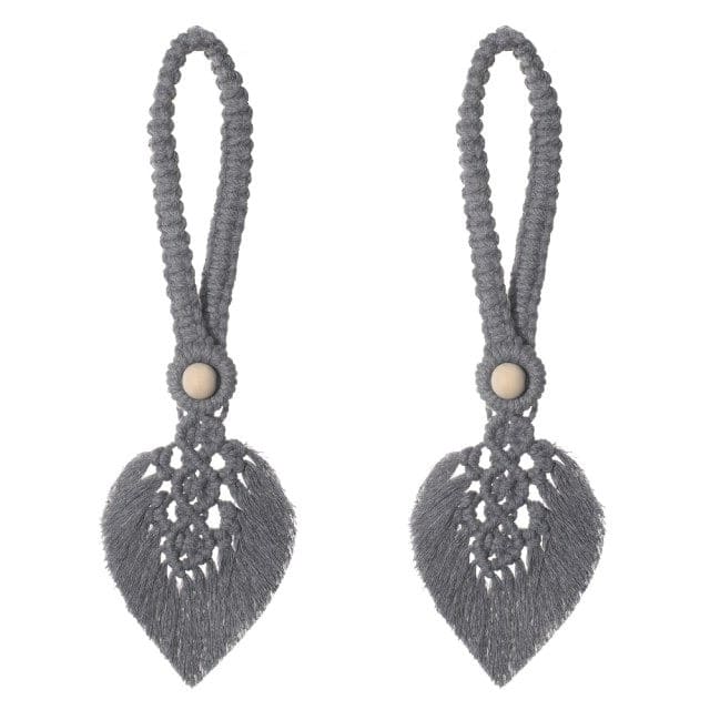 Embrasse rideau feuille macramé gris