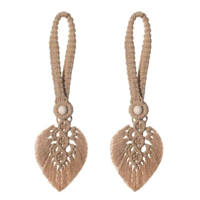 Embrasse rideau feuille macramé marron