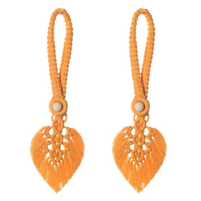 Embrasse rideau feuille macramé moutarde