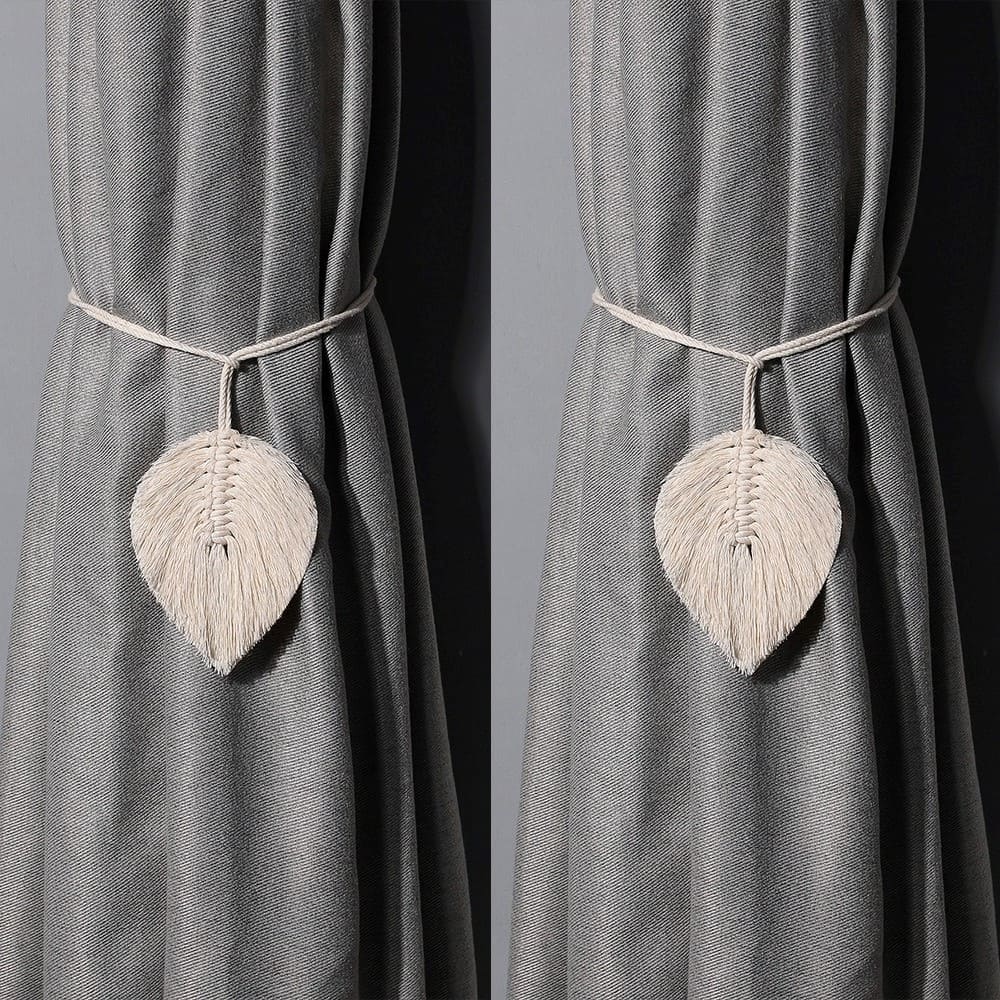 Embrasse rideau plume macramé beige