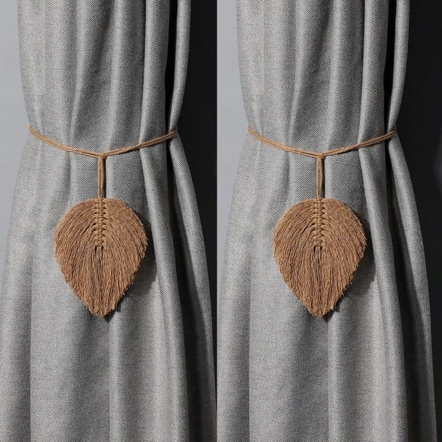 Embrasse rideau plume macramé beige