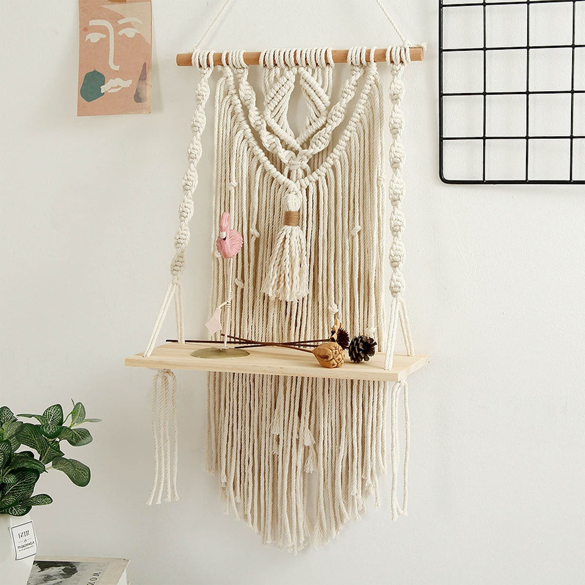 Etagere macramé pompon