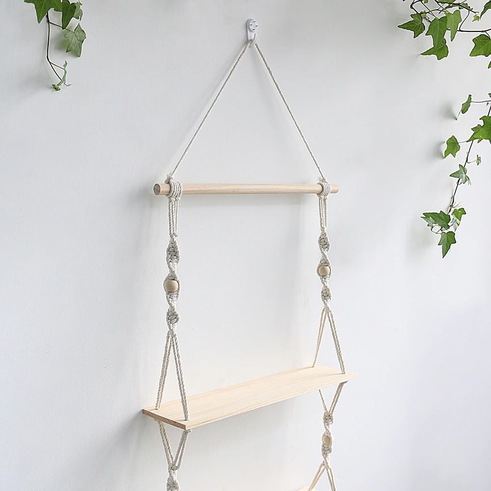 Etagere suspendue corde macramé