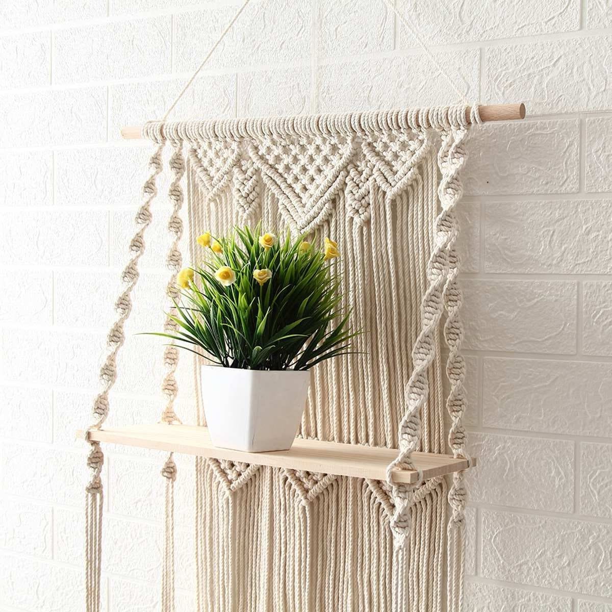 Etagere triple murale macrame