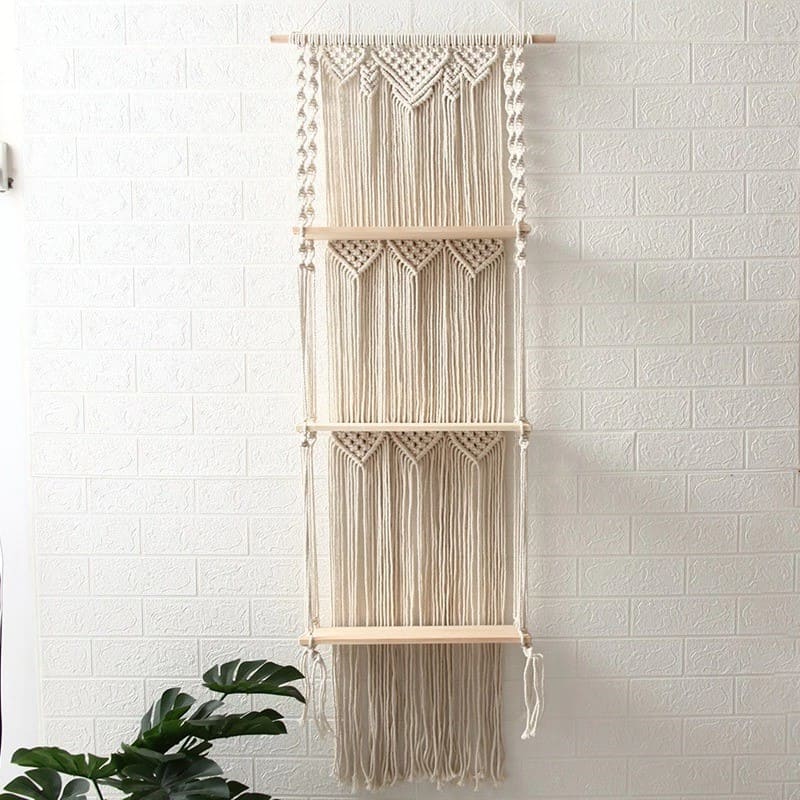 Etagere triple murale macrame
