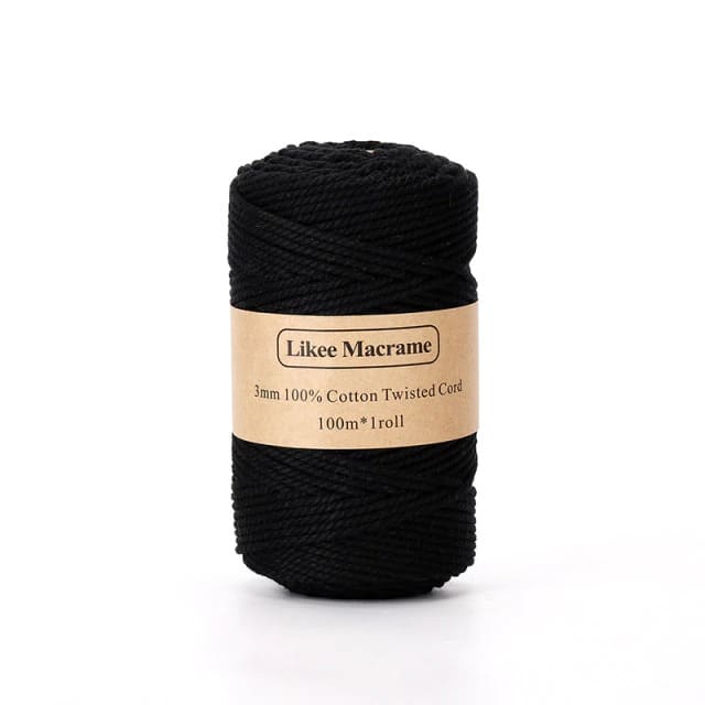 Fil macramé noir 3 mm