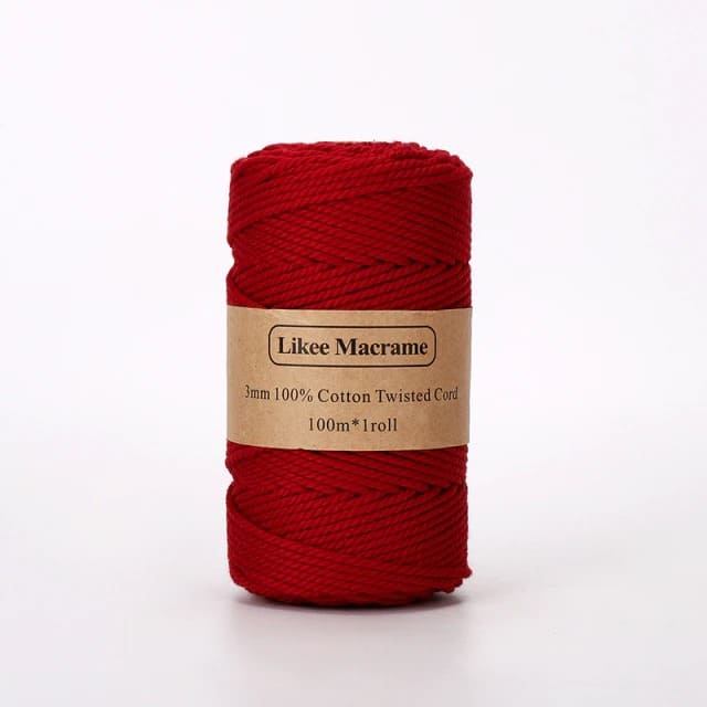 Fil macramé rouge 3 mm