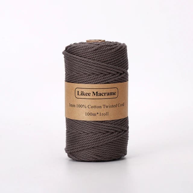Fil macramé taupe 3 mm