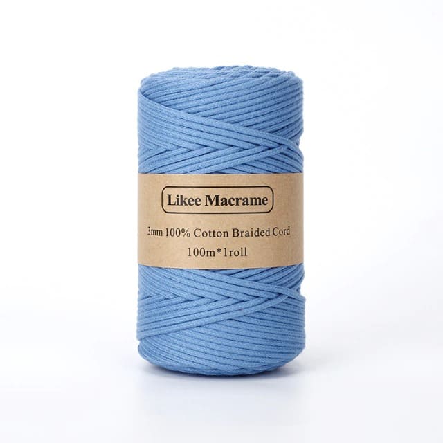 Fil macramé tressé bleu électrique 3 mm