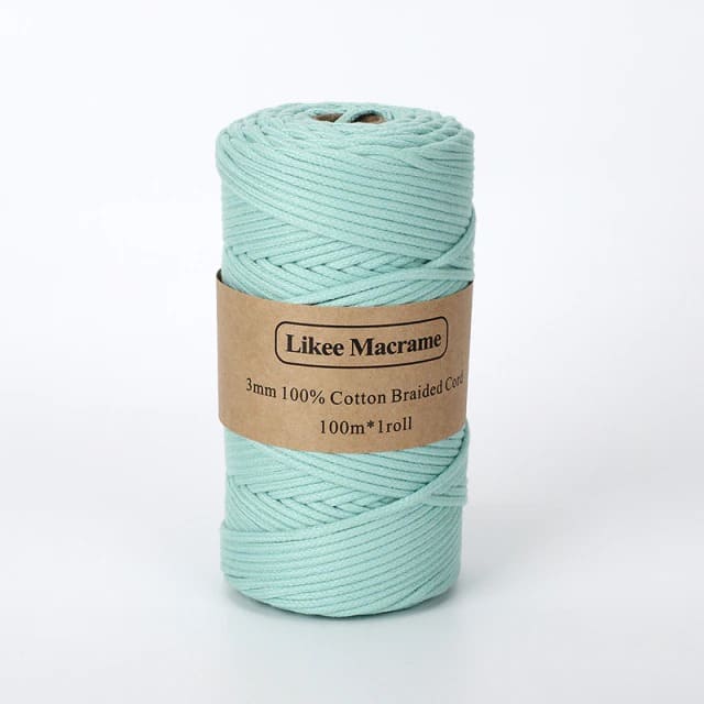 Fil macramé tressé bleu turquoise 3 mm