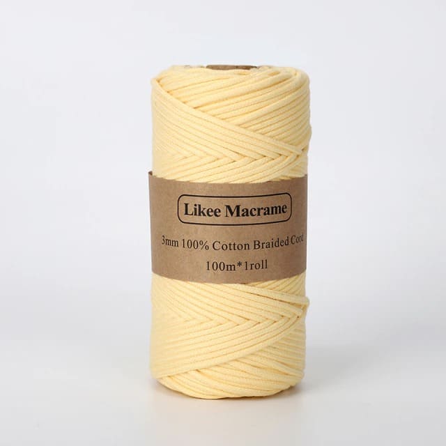 Fil macramé tressé jaune 3 mm